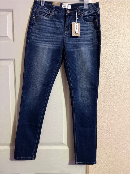 BKE Denim - BKE Women’s Dark Blue Skinny Jeans with Faded Whiskering